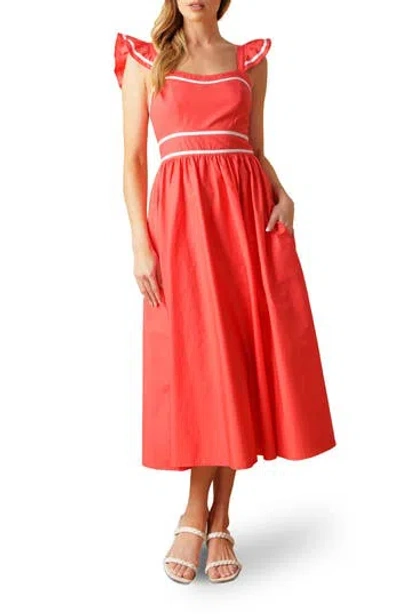 Flying Tomato Piped Cotton Sundress In Coral