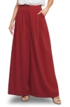 Flying Tomato Pleated Front Wide Leg Pants In Burgundy
