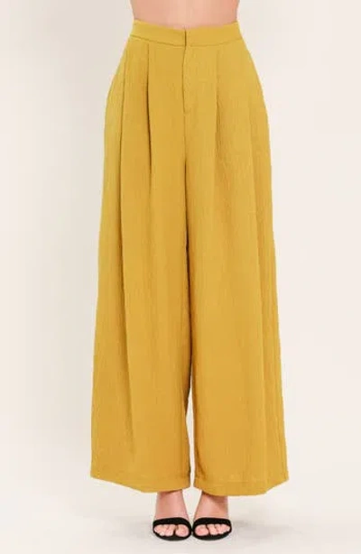 Flying Tomato Pleated High Waist Wide Leg Pants In Yellow