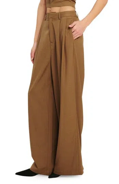 Flying Tomato Pleated Wide Leg Pants In Brick