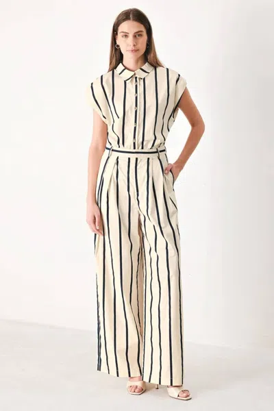 Flying Tomato Pleated Wide Leg Pants In Beige