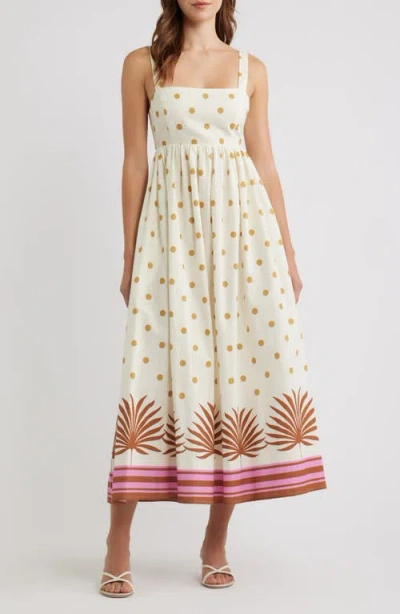 Flying Tomato Polka Dot & Border Print Cotton Dress In Multi