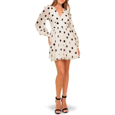 Flying Tomato Polka Dot Long Sleeve Fit & Flare Dress In Multi