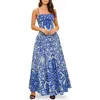Flying Tomato Print Cotton Maxi Sundress In Blue