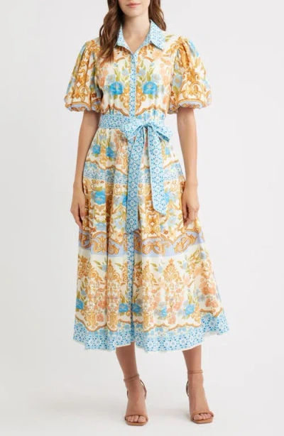 Flying Tomato Print Cotton Midi Dress In White