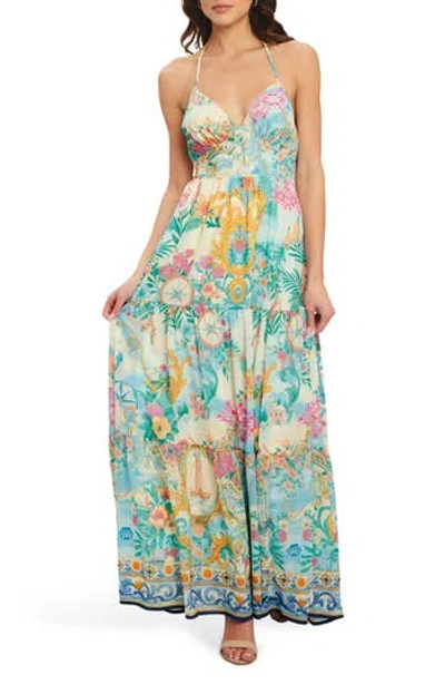Flying Tomato Print Halter Maxi Dress In Multi