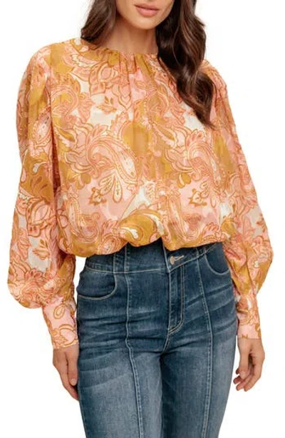 Flying Tomato Print Jacquard Long Sleeve Top In Orange