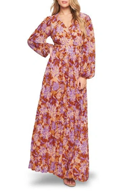 Flying Tomato Print Long Sleeve Maxi Dress In Multi