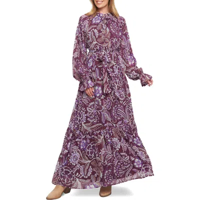Flying Tomato Print Long Sleeve Maxi Dress In Multi