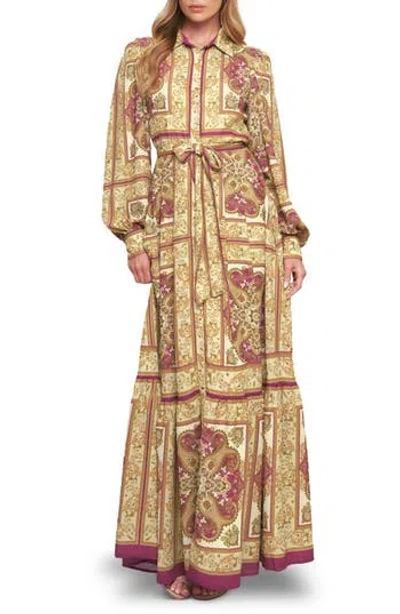 Flying Tomato Print Long Sleeve Maxi Dress In Multi