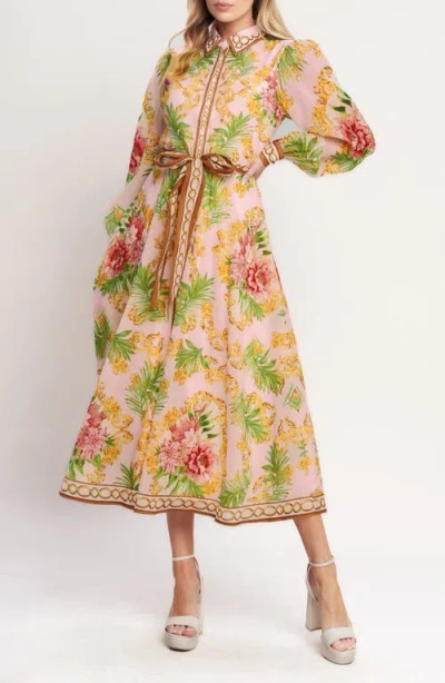 Flying Tomato Print Long Sleeve Maxi Shirtdress In Multi
