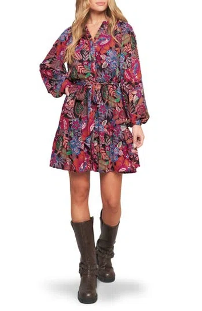 Flying Tomato Print Long Sleeve Mini Shirtdress In Multi