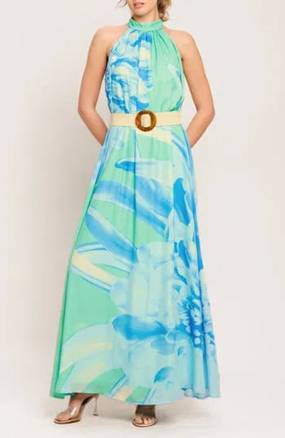 Flying Tomato Print Maxi Dress In Blue