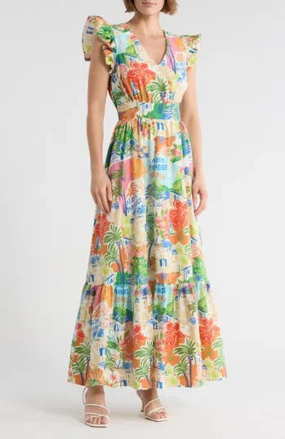 Flying Tomato Print Maxi Dress In Multi