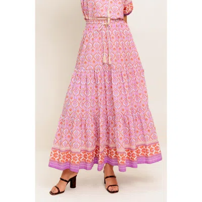 Flying Tomato Print Maxi Skirt In Pink