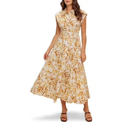 Flying Tomato Print Midi Button Front Shirtdress In White