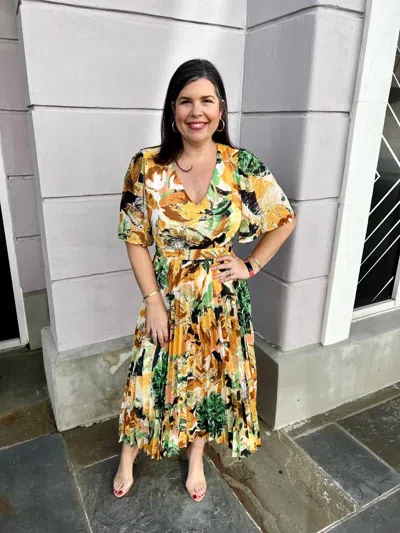 Flying Tomato Print Midi Dress In Yellow In Animal Print
