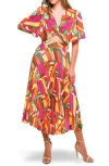Flying Tomato Print Midi Dress In Multi