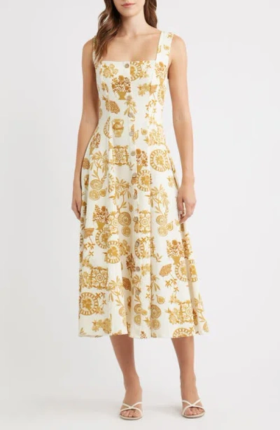 Flying Tomato Print Midi Dress In Neutral