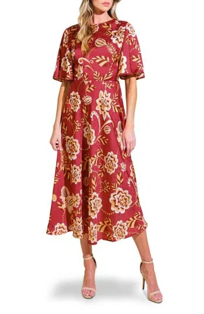 Flying Tomato Print Midi Dress In Red