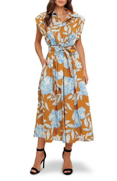 Flying Tomato Print Midi Shirtdress In Orange