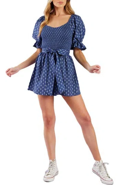 Flying Tomato Print Short Romper In Blue
