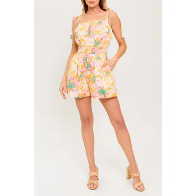 Flying Tomato Print Tie Strap Romper In Multi