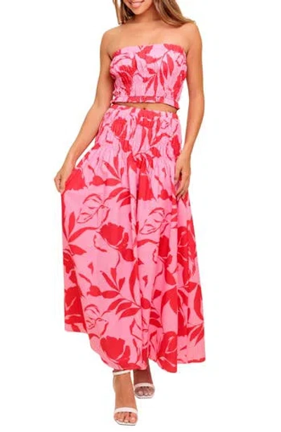 Flying Tomato Print Tube Top & Maxi Skirt Set In Multi