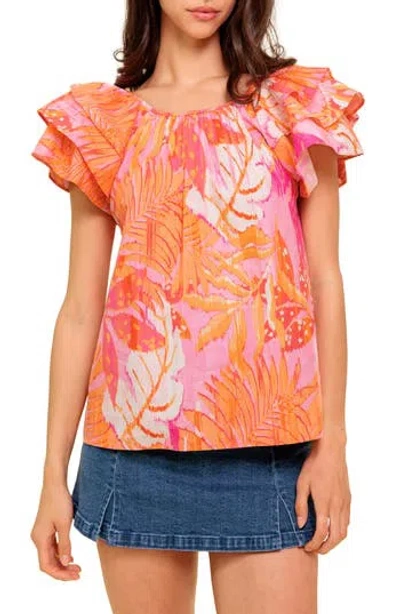 Flying Tomato Print Woven Top In Orange