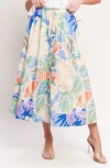 Flying Tomato Printed Button Front Midi Skirt In Multi