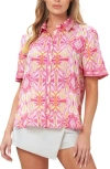 Flying Tomato Printed Button Front Shirt In Pink