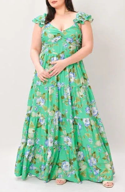Flying Tomato Printed Maxi Dress In Green