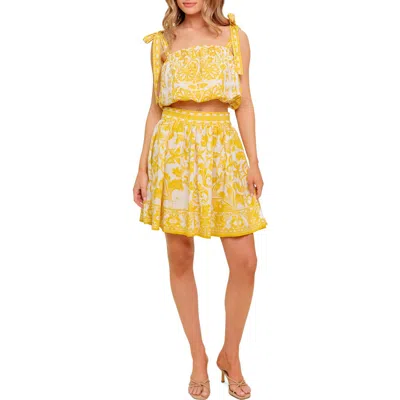 Flying Tomato Printed Mini Skirt Set In Yellow