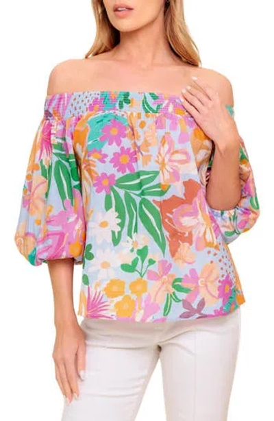 Flying Tomato Printed Off The Shoulder Top In Multi