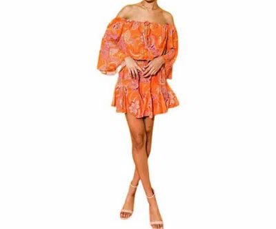 Flying Tomato Printed Romper In Orange In Multi