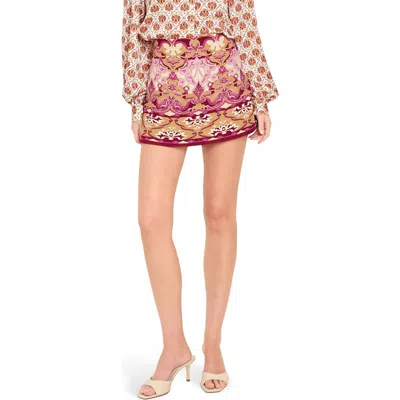 Flying Tomato Printed Side Zip Skort In Burgundy