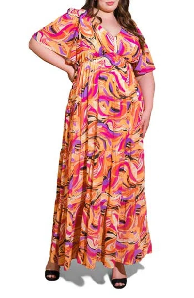 Flying Tomato Printed Tiered Maxi Dress In Multi