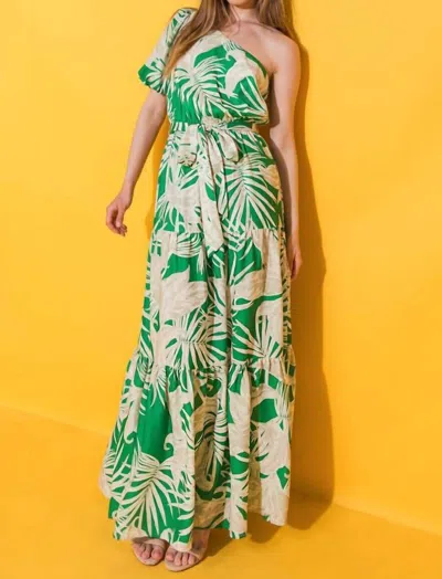 Flying Tomato Printed Woven Maxi Dress In Green