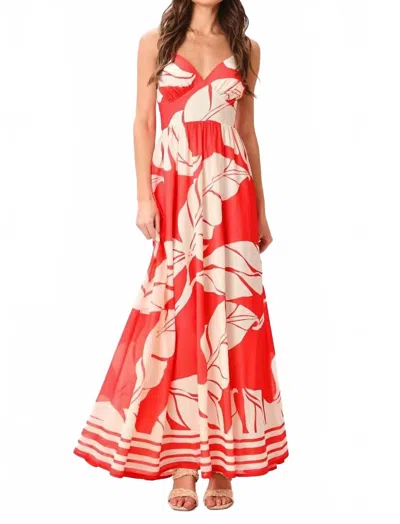 Flying Tomato Printed Woven Maxi Dress In Red In Multi