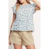 Flying Tomato Printed Woven Top In Blue