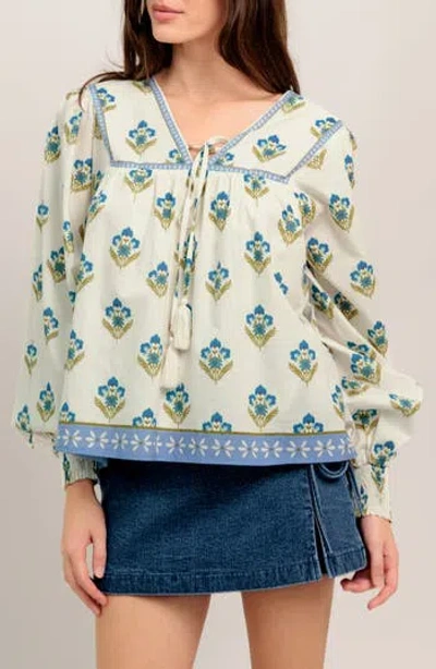 Flying Tomato Printed Woven Top In Neutral