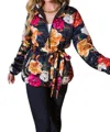Flying Tomato Puff Flowered Jacket In Black/multi In Black
