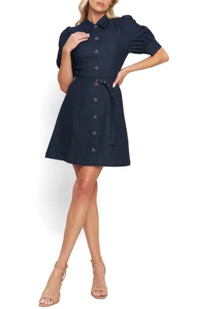 Flying Tomato Puff Shoulder Denim Minidress In Blue