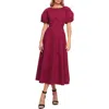 Flying Tomato Puff Sleeve A-line Cotton Maxi Dress In Burgundy