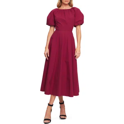 Flying Tomato Puff Sleeve A-line Cotton Maxi Dress In Burgundy