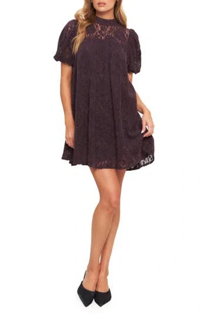 Flying Tomato Puff Sleeve Babydoll Minidress In Purple