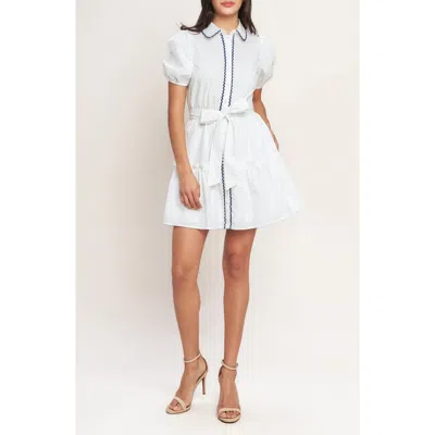 Flying Tomato Puff Sleeve Cotton Minidress In Neutral