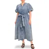 Flying Tomato Puff Sleeve Denim Maxi Dress In Multi