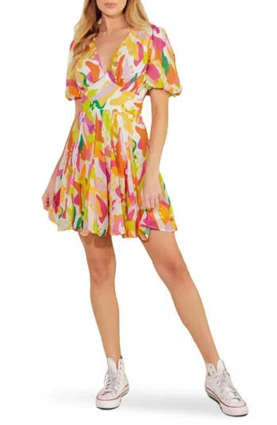 Flying Tomato Puff Sleeve Fit & Flare Minidress In Ivory