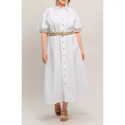Flying Tomato Puff Sleeve Shirtdress In White